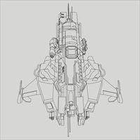 lineart de la nave espacial vector