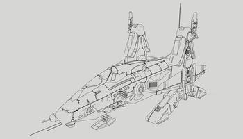 lineart de la nave espacial vector