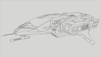 lineart de la nave espacial vector