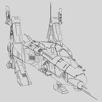 lineart de la nave espacial vector