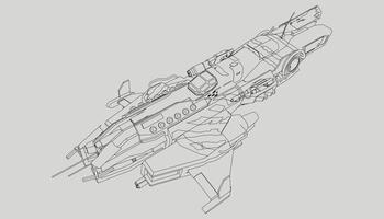 lineart de la nave espacial vector