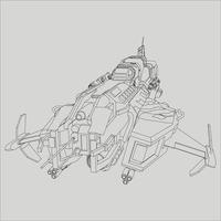 lineart de la nave espacial vector