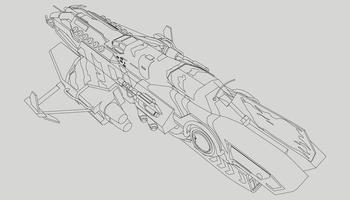 lineart de la nave espacial vector