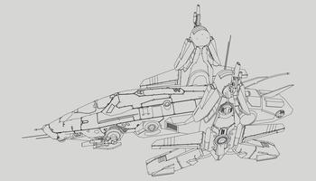 lineart de la nave espacial vector