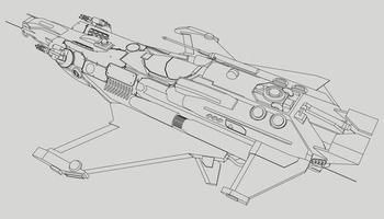 lineart de la nave espacial vector