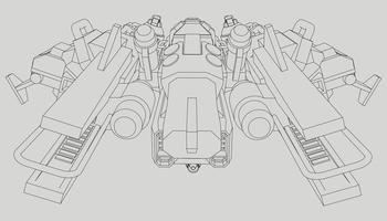 lineart de la nave espacial vector