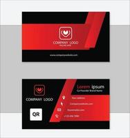 Red and black geometric business card design template vector