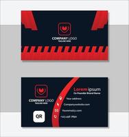 Red and black geometric business card design template vector