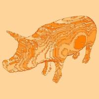 voxel design of a pig vector