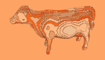 voxel design of a cow vector