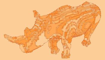 diseño de voxel de un rinoceronte vector