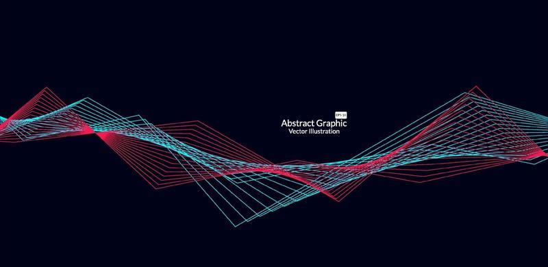 Abstract colorful wave lines on black background for elements in concept business presentation, Brochure, Flyer, Science, Technology. Vector illustration