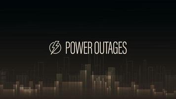 Power outage, warning poster with logo and city without electricity in digital style on background vector