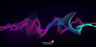 Abstract colorful wave lines on black background for elements in concept business presentation, Brochure, Flyer, Science, Technology. Vector illustration