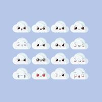 cute cloud character emoticon vector