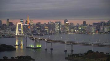 Rainbow Bridge with Tokyo Tower in Japan