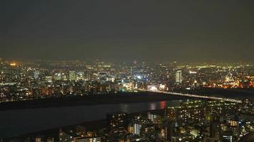 Zeitraffer Osaka Stadt Skyline in der Nacht in Japan video