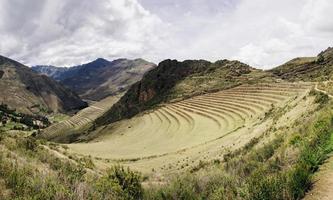 Agricultural terraces in Pisac, Peru photo