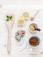 Herbal tea with ginger and lemon photo