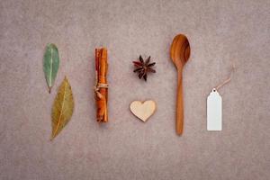 Herbs and spices with a spoon photo