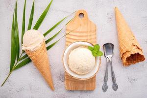 Vanilla bean ice cream top view photo