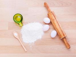 Fresh flour and eggs for pasta photo