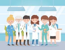 Health care workers in the clinic cartoon character vector