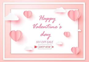 Valentines day sale with balloon heart pattern on white background. vector
