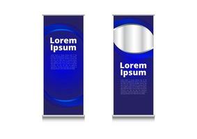Business Roll Up Standee Design Banner Abstract blue metal cuve Background vector