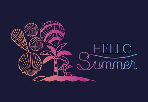 Hello summer design with shells vector