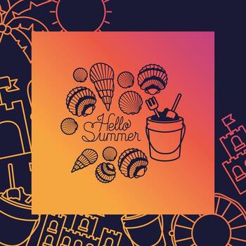 Hello summer inside frame design vector