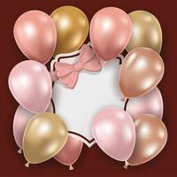 elegant frame with pink bow and balloons vector
