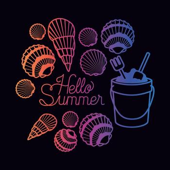 Hello summer design with shells vector