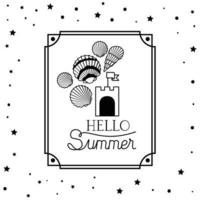 Hello summer design inside frame vector