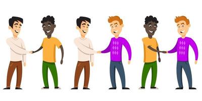 Set of men shaking hands vector