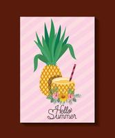 Hellos sumer and vacation frame design vector