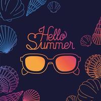 Hello summer and vacation silhouette design vector