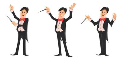 Conductor of orchestra in different poses set vector