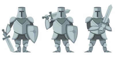Knight in different poses set vector