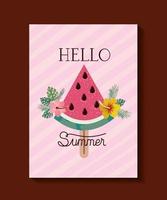 Hello summer and vacation frame design vector