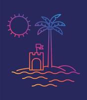 Sand castle and palm tree design vector