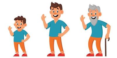 Male character of different ages set vector