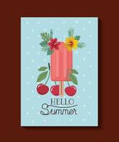 Hello summer and vacation frame design vector