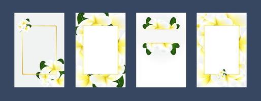 Plantilla de tarjetas de invitación de boda con flores blancas vector
