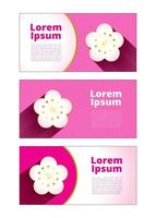 Fondo de banner sakura de oro blanco rosa con lunares para diseño de vector de plantilla de texto e imagen