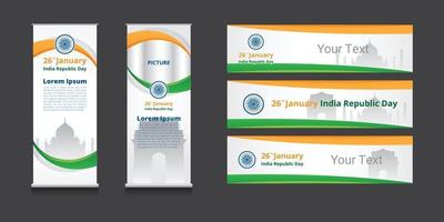 elemento gráfico del día de la república de la india para roll up x banner plantilla de diseño de vector de portada de banner web