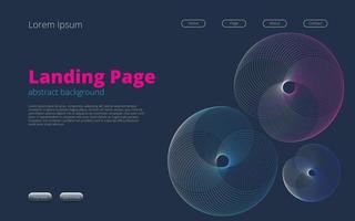 Landing page template for web design with abstract background vector