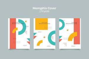 Memphis covers templates with geometric abstract shapes vector