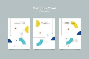 Memphis covers collection templates with geometric shapes vector