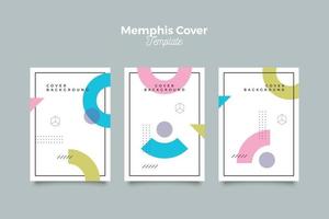 Memphis covers abstract templates with geometric shapes vector